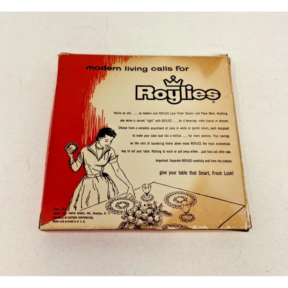 Vintage Roylies Lace Paper Doilies With Original Box Mid Century Kitchen Decor